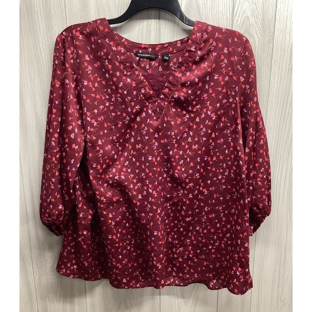 ISAAC MIZRAHI Women's (Size 22W) Long Sleeve V-Neck Shirt 100% Polyester